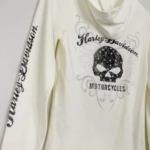Harley Davidson Women s Scroll Skull Hooded Henley